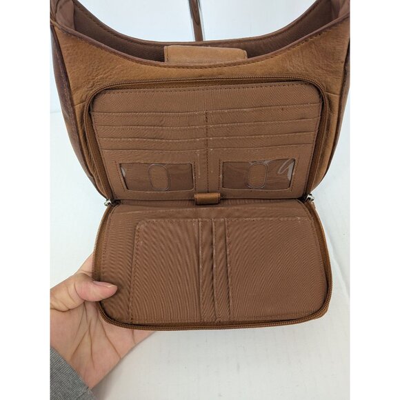 Vintage Fossil Leather Shoulder Handbag Purse Y2K Boho Neutral Coastal Capsule - Picture 8 of 14